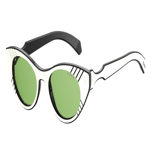 Polaroid Women Ivory/Black Sunglases Acetate Frame